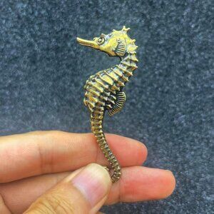 Vintage Brass Seahorse Figurine - NEW - 2.56 in L